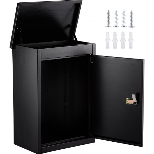 VEVOR Wall Mount Mailbox Drop Box Steel Extra Large Mailbox With Code Lock, Black