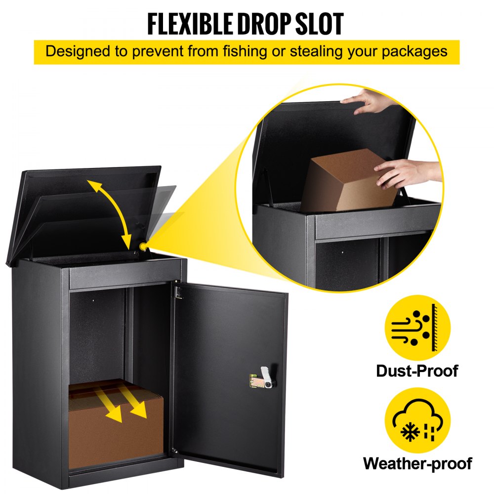 VEVOR Wall Mount Mailbox Drop Box Steel Extra Large Mailbox With Code Lock, Black