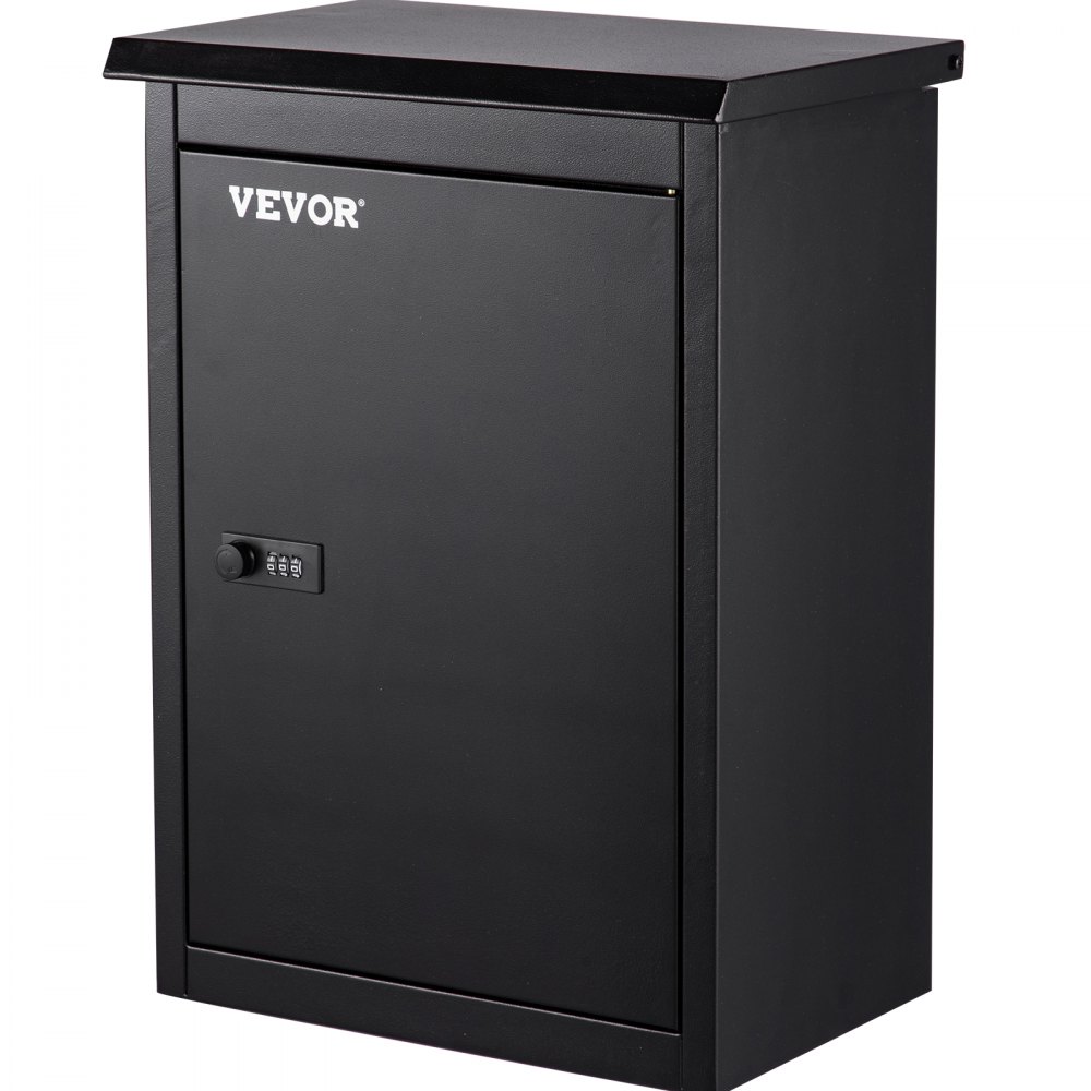 VEVOR Wall Mount Mailbox Drop Box Steel Extra Large Mailbox With Code Lock, Black