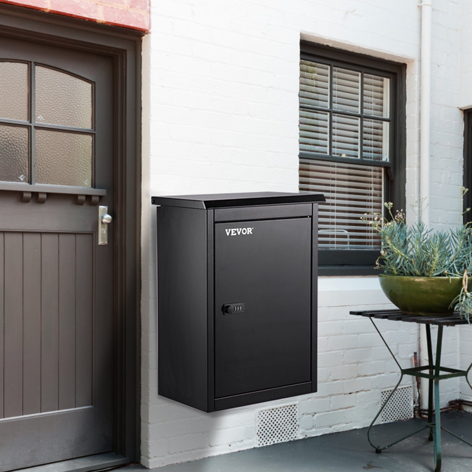 VEVOR Wall Mount Mailbox Drop Box Steel Extra Large Mailbox With Code Lock, Black