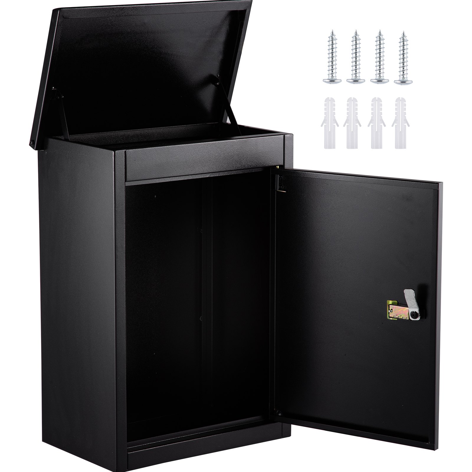 VEVOR Wall Mount Mailbox Drop Box Steel Extra Large Mailbox With Code Lock, Black