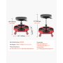 VEVOR Rolling Mechanic Stool with Wheels, 300 lbs Capacity Garage Seat/Work Stool, Adjustable Height (16.5-21.7 in) Roller Creeper Seat with Tool Tray, for Garage, Shop & Auto Repair, Black+Red