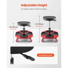 VEVOR Rolling Mechanic Stool Adjustable Garage Seat 300 lbs Load with Wheels