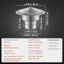VEVOR Chimney Cap, 152.4 mm, 304 Stainless Steel Round Roof Rain Cap, 300mm Increased Caps, All Weather & Reinforced Screws & Easy Installation, for Perfect Insulation Vent Cover Outside, Silver