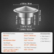 VEVOR Chimney Cap, 6 inch, 304 Stainless Steel Round Roof Rain Cap, 11.81-inch Increased Caps, All Weather & Reinforced Screws & Easy Installation, for Perfect Insulation Vent Cover Outside, Silver