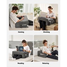 Reading Pillow Lap Desk Pillow with 2 Pockets & Cup Holder Washable Cloth
