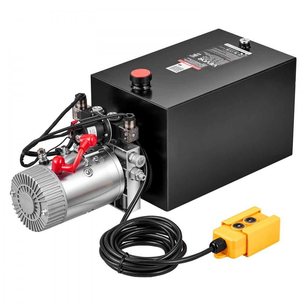 VEVOR 15L Hydraulic Pump, Double Acting Hydraulic Trailer Pump, 22Mpa Max Relief Pressure, 3.4L/MIN Flow Rate, DC12V 1.6KW Power Unit for Dump Trailer Car Lifting (Horizontal Installation)