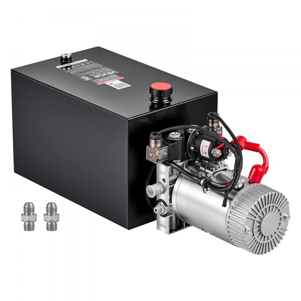 VEVOR 15L Hydraulic Pump, Double Acting Hydraulic Trailer Pump, 22Mpa Max Relief Pressure, 3.4L/MIN Flow Rate, DC12V 1.6KW Power Unit for Dump Trailer Car Lifting (Horizontal Installation)