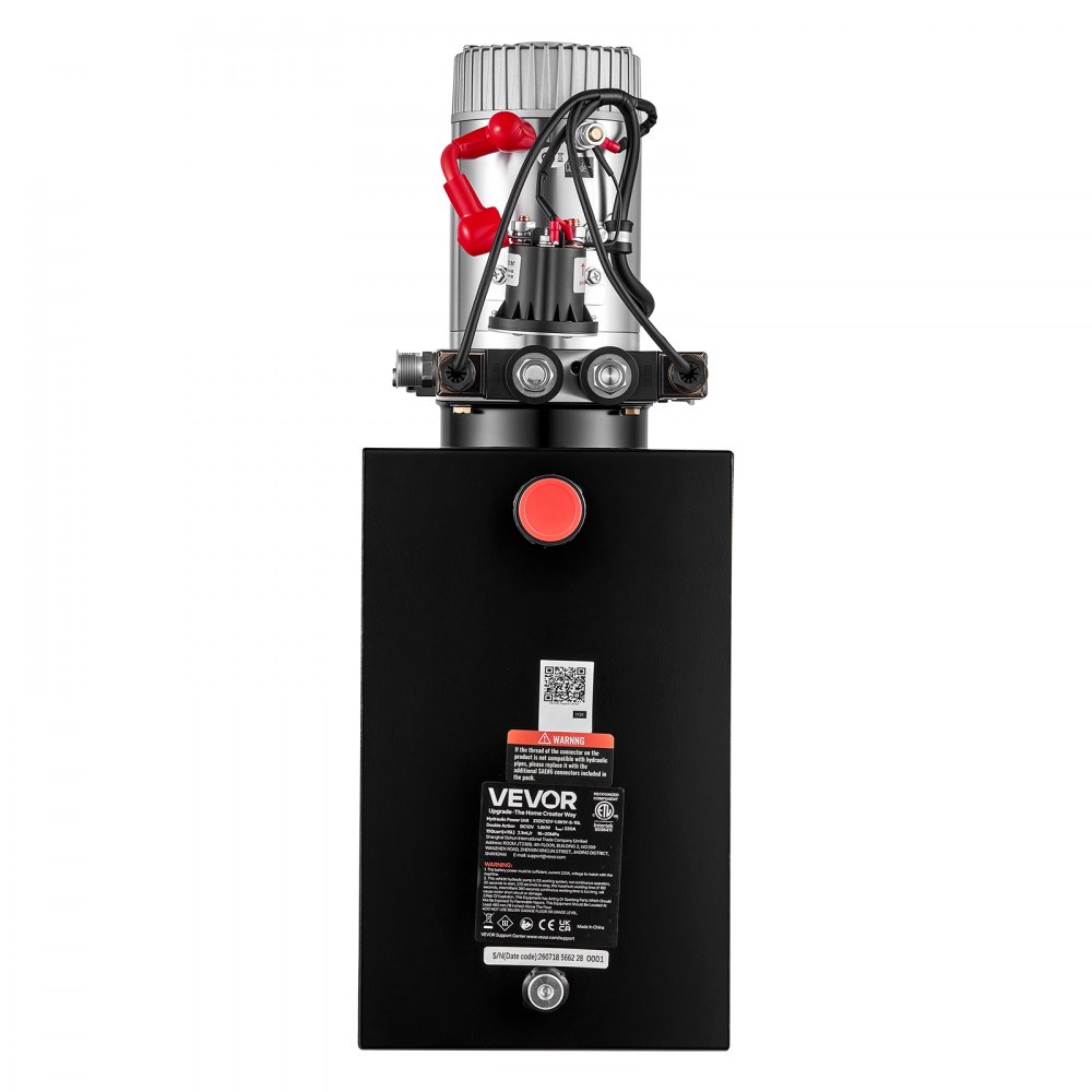 VEVOR 15L Hydraulic Pump, Double Acting Hydraulic Trailer Pump, 22Mpa Max Relief Pressure, 3.4L/MIN Flow Rate, DC12V 1.6KW Power Unit for Dump Trailer Car Lifting (Horizontal Installation)