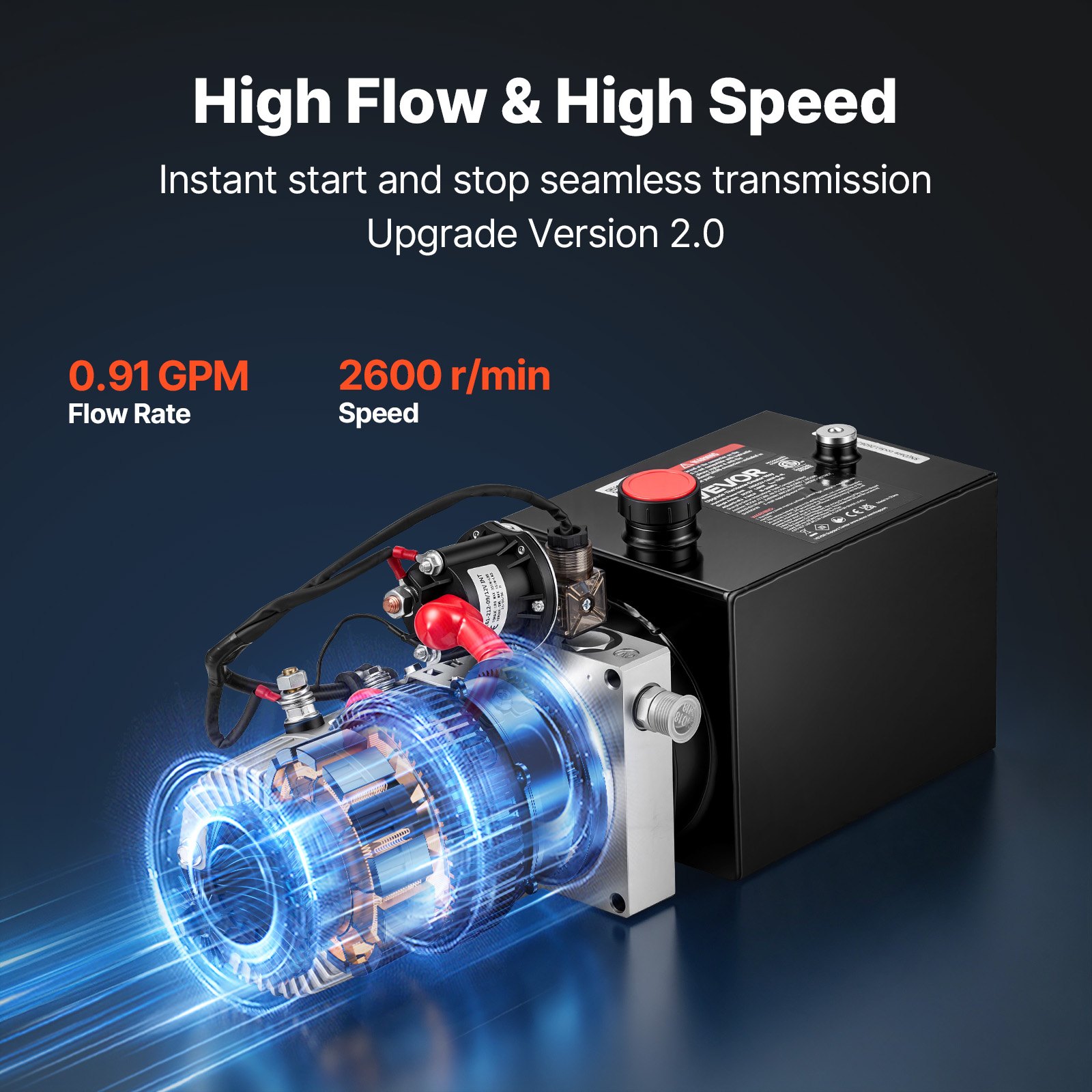 VEVOR 4L Hydraulic Pump, Single Acting Hydraulic Power Unit, 22Mpa Max Relief Pressure, 3.4L/Min Flow Rate, DC12V 1.6KW Hydraulic Power Unit for Dump Trailer Car Lifting (Horizontal Installation)