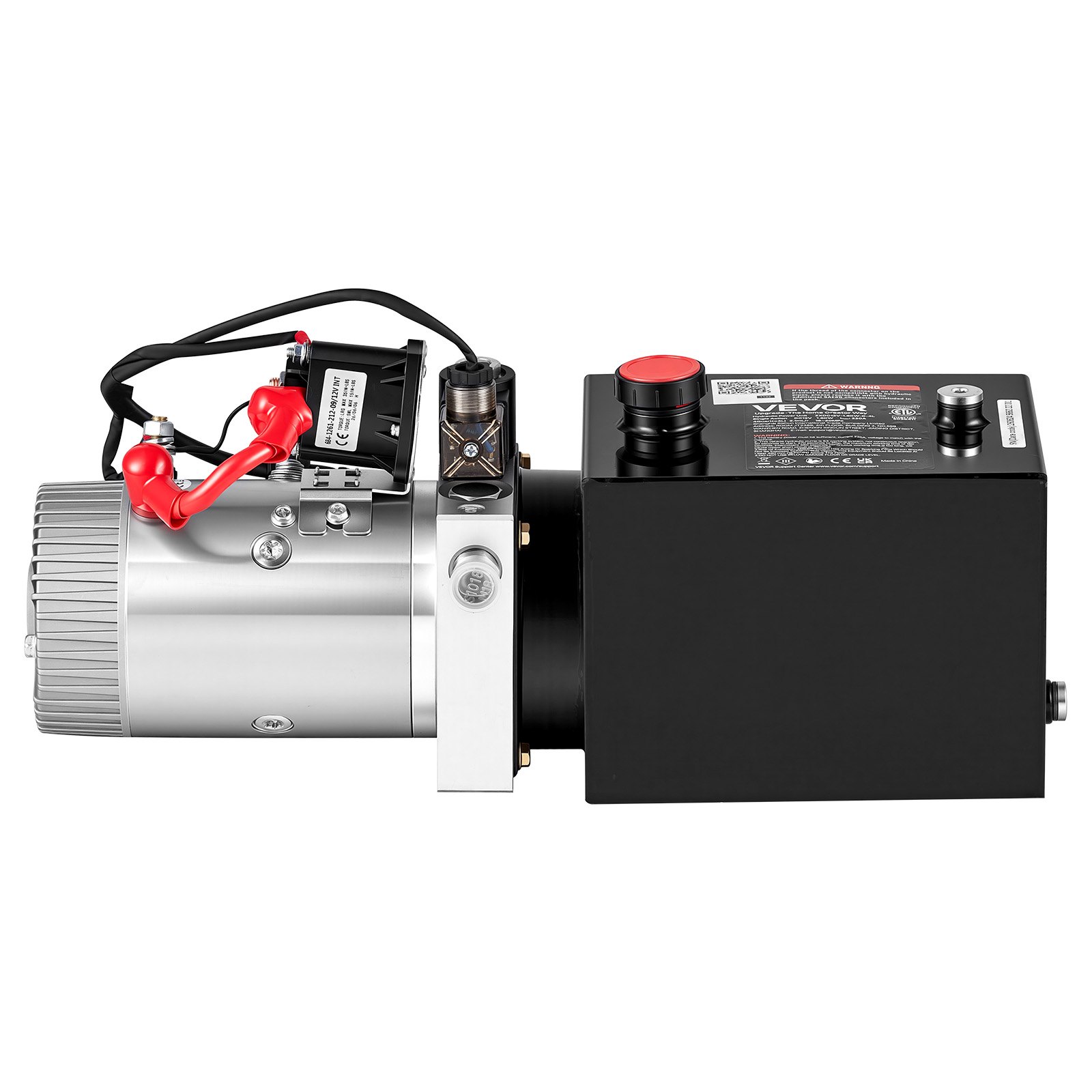 VEVOR 4L Hydraulic Pump, Single Acting Hydraulic Power Unit, 22Mpa Max Relief Pressure, 3.4L/Min Flow Rate, DC12V 1.6KW Hydraulic Power Unit for Dump Trailer Car Lifting (Horizontal Installation)