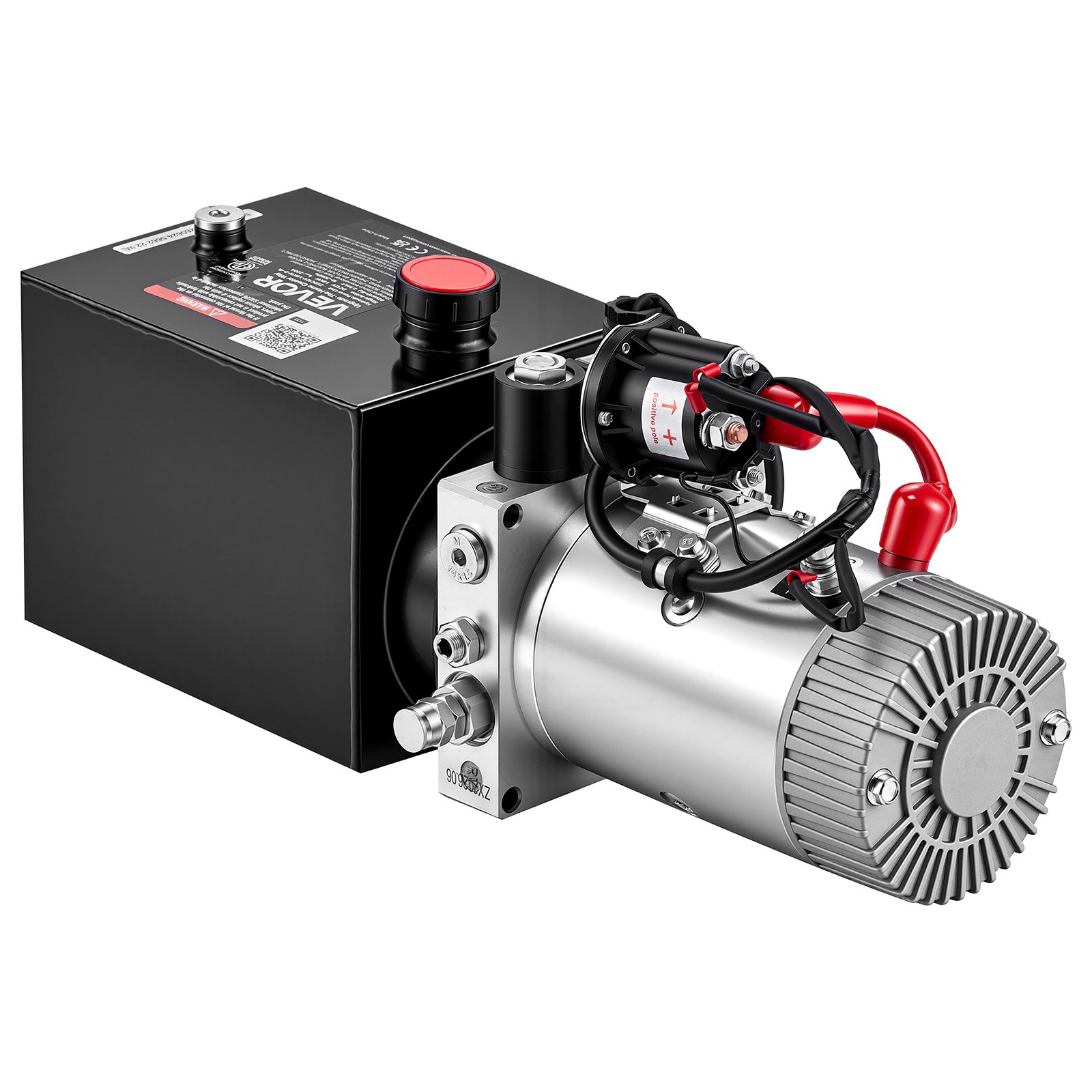 VEVOR 4L Hydraulic Pump, Single Acting Hydraulic Power Unit, 22Mpa Max Relief Pressure, 3.4L/Min Flow Rate, DC12V 1.6KW Hydraulic Power Unit for Dump Trailer Car Lifting (Horizontal Installation)