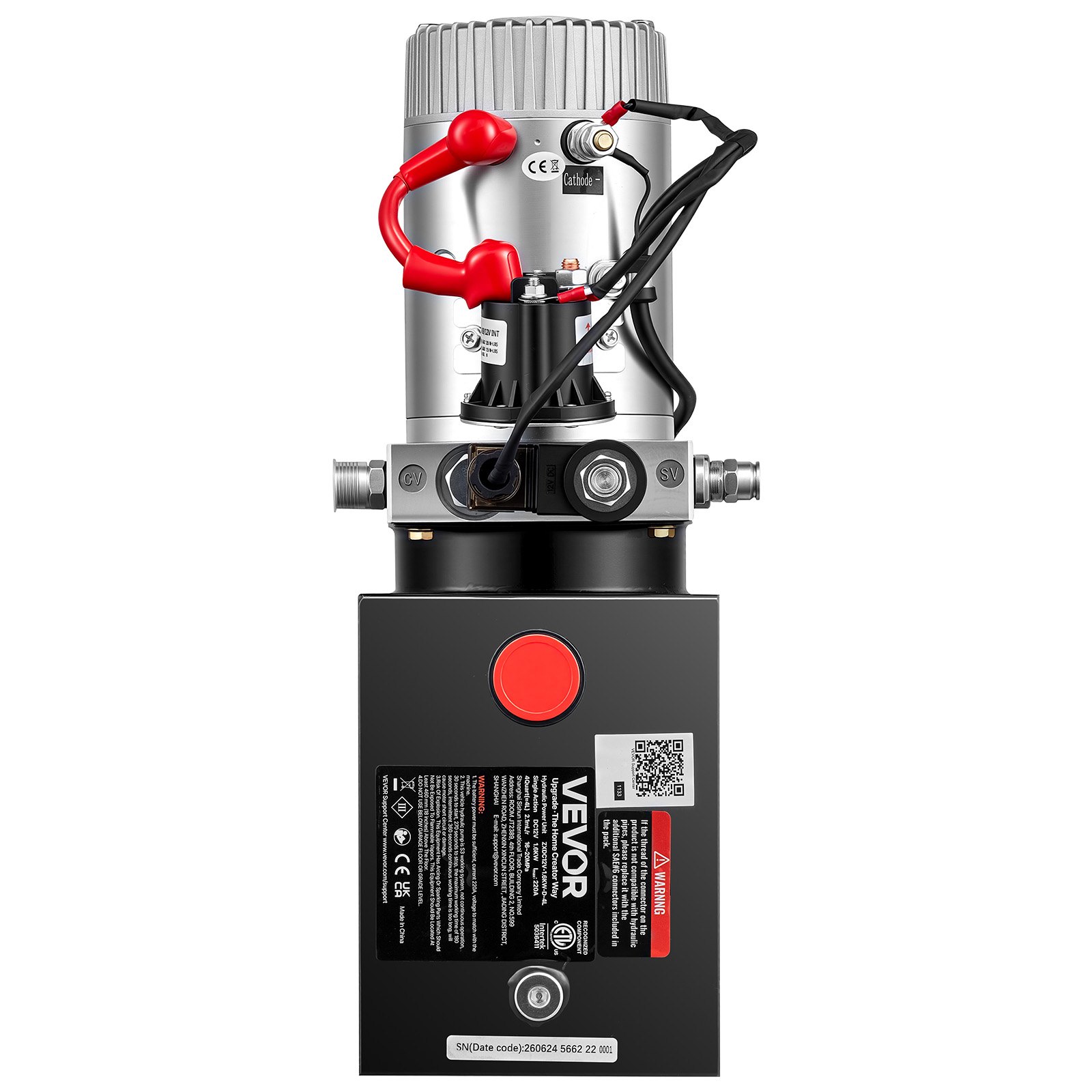 VEVOR 4L Hydraulic Pump, Single Acting Hydraulic Power Unit, 22Mpa Max Relief Pressure, 3.4L/Min Flow Rate, DC12V 1.6KW Hydraulic Power Unit for Dump Trailer Car Lifting (Horizontal Installation)