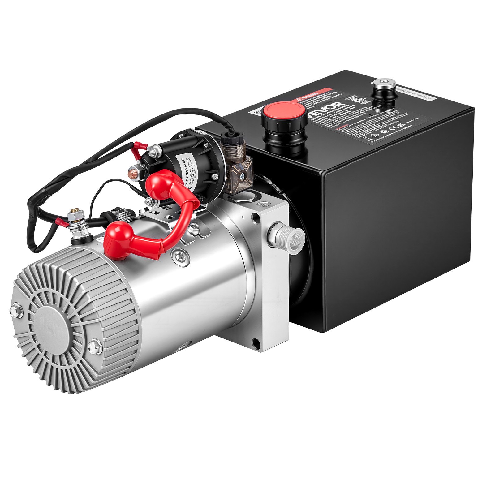 VEVOR 4L Hydraulic Pump, Single Acting Hydraulic Power Unit, 22Mpa Max Relief Pressure, 3.4L/Min Flow Rate, DC12V 1.6KW Hydraulic Power Unit for Dump Trailer Car Lifting (Horizontal Installation)