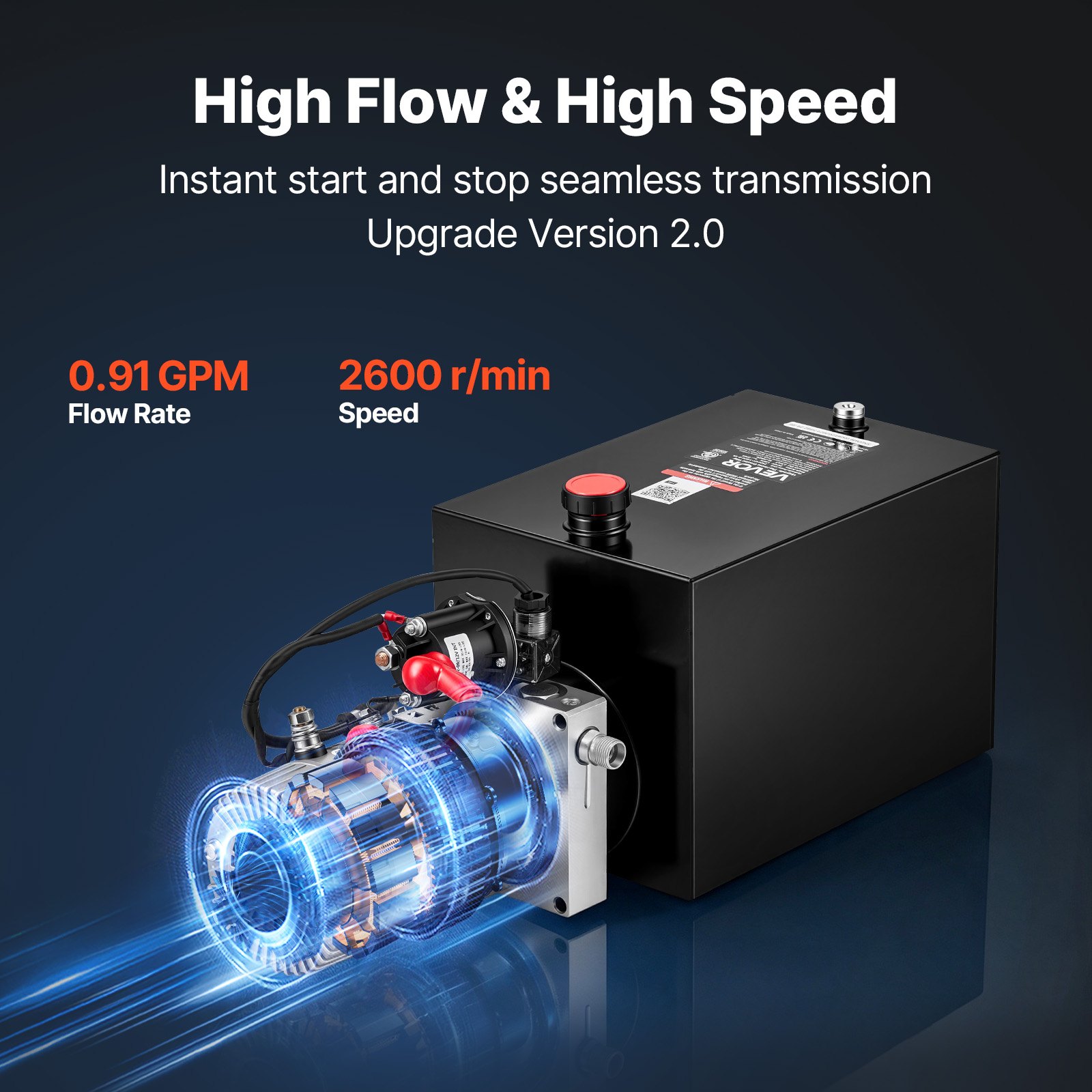 VEVOR 12L Hydraulic Pump, Single Acting Hydraulic Power Unit, 22Mpa Max Relief Pressure, 3.4L/Min Flow Rate, DC12V 1.6KW Hydraulic Power Unit for Dump Trailer Car Lifting (Horizontal Installation)