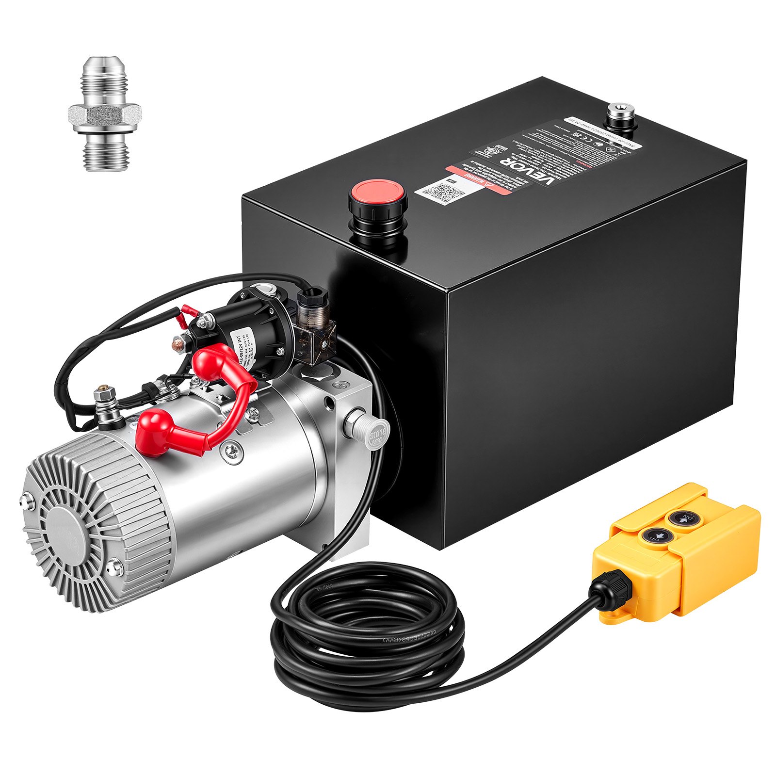 VEVOR 12L Hydraulic Pump, Single Acting Hydraulic Power Unit, 22Mpa Max Relief Pressure, 3.4L/Min Flow Rate, DC12V 1.6KW Hydraulic Power Unit for Dump Trailer Car Lifting (Horizontal Installation)