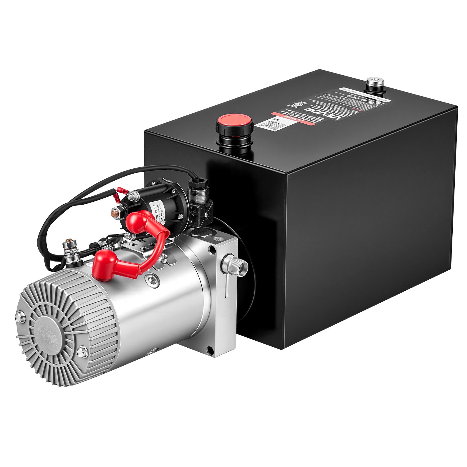 VEVOR 12L Hydraulic Pump, Single Acting Hydraulic Power Unit, 22Mpa Max Relief Pressure, 3.4L/Min Flow Rate, DC12V 1.6KW Hydraulic Power Unit for Dump Trailer Car Lifting (Horizontal Installation)