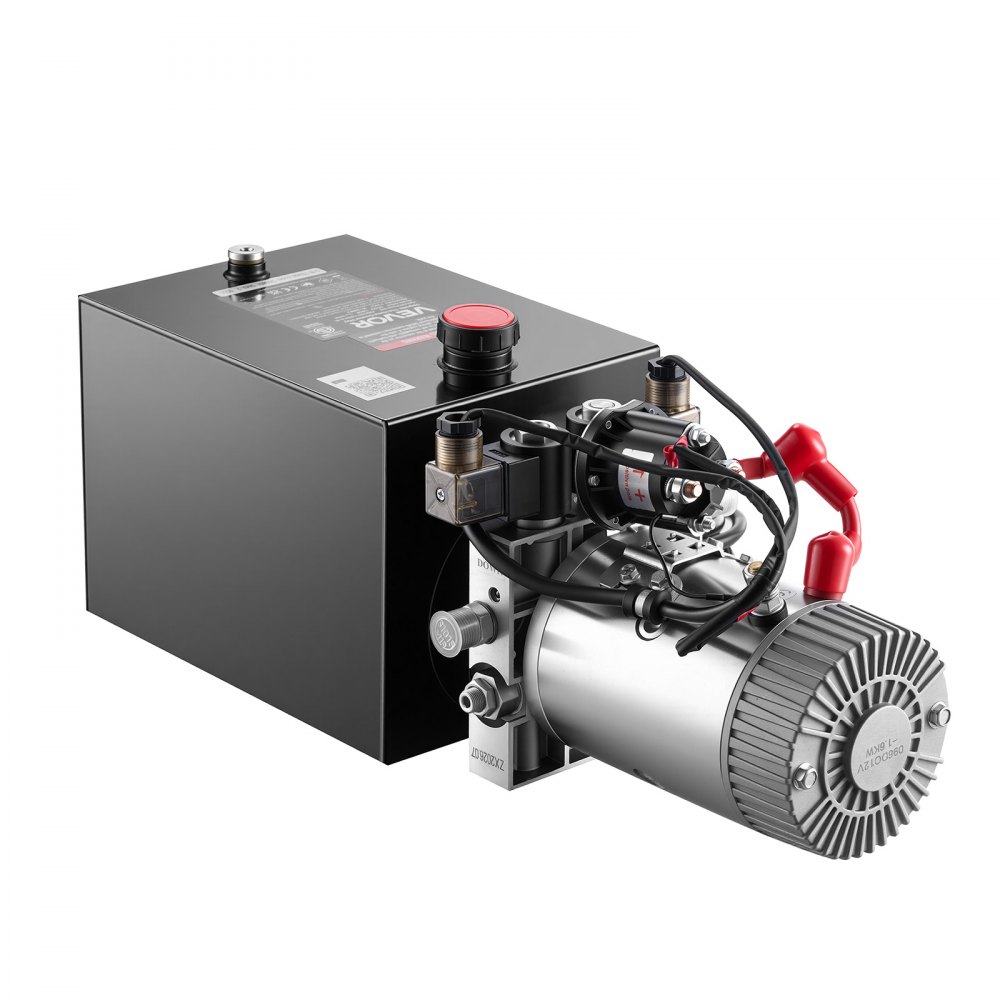 VEVOR 8L Hydraulic Pump, Double Acting Dump Trailer Pump, 22Mpa Max Relief Pressure, 3.4L/Min Flow Rate, DC12V 1.6KW Hydraulic Power Unit for Dump Trailer Car Lifting (Horizontal Installation)