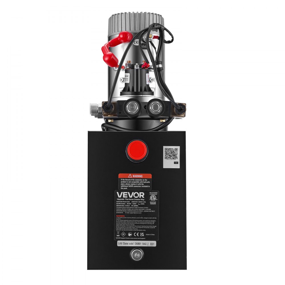 VEVOR 8L Hydraulic Pump, Double Acting Dump Trailer Pump, 22Mpa Max Relief Pressure, 3.4L/Min Flow Rate, DC12V 1.6KW Hydraulic Power Unit for Dump Trailer Car Lifting (Horizontal Installation)