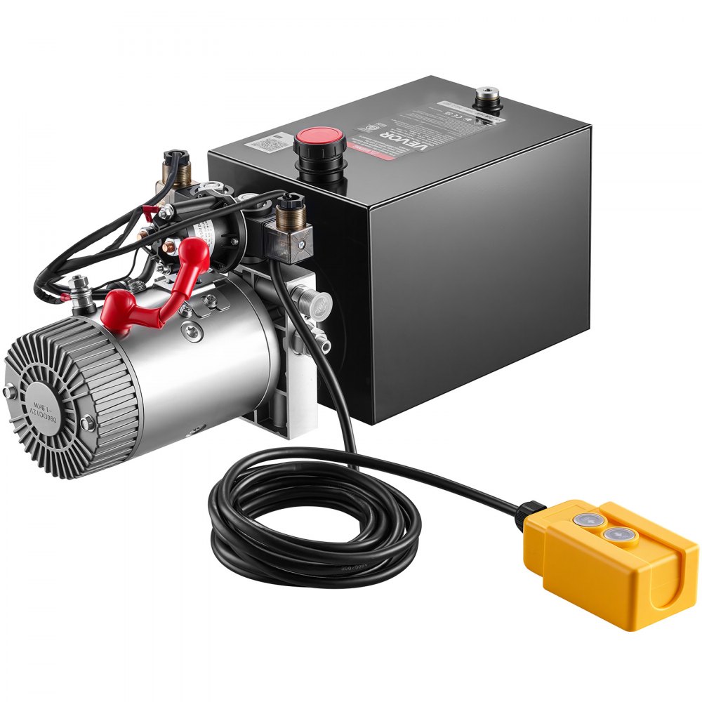 VEVOR 8L Hydraulic Pump, Double Acting Dump Trailer Pump, 22Mpa Max Relief Pressure, 3.4L/Min Flow Rate, DC12V 1.6KW Hydraulic Power Unit for Dump Trailer Car Lifting (Horizontal Installation)