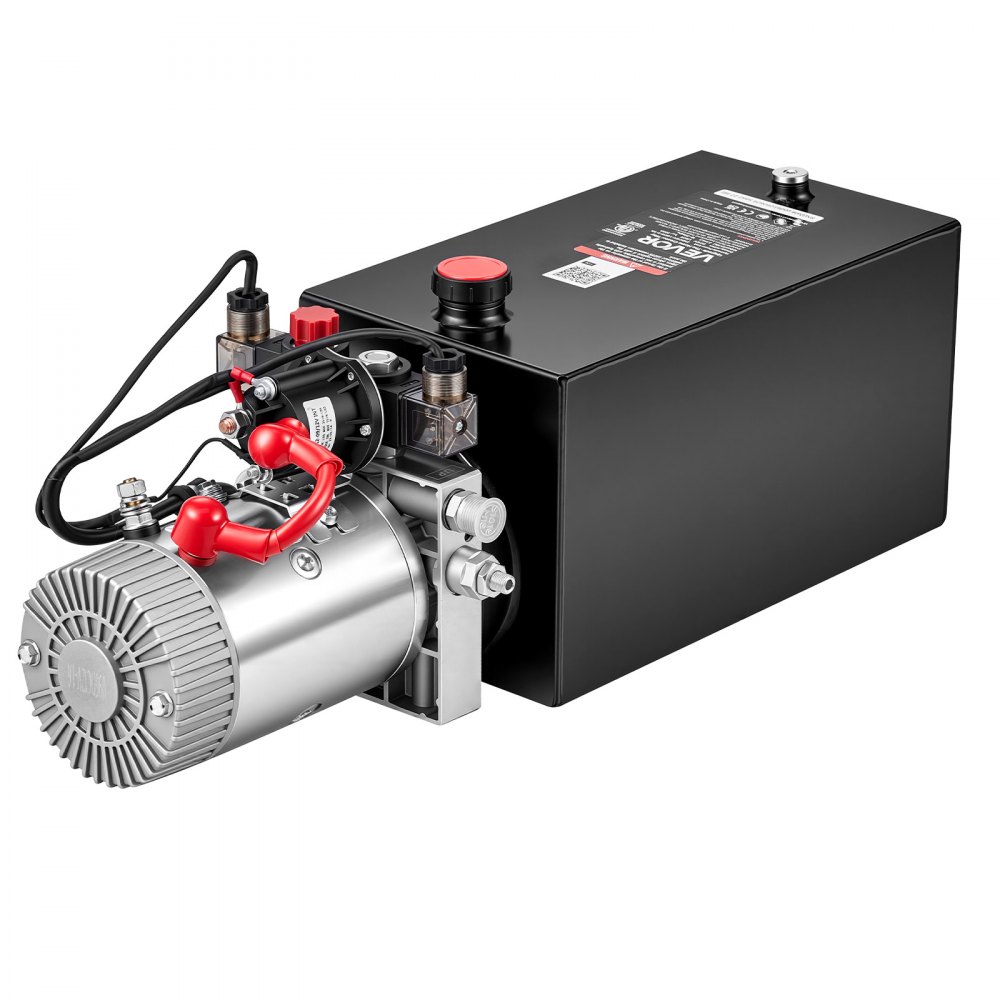 VEVOR 10L Hydraulic Pump, Double Acting Hydraulic Trailer Pump, 22Mpa Max Relief Pressure, 3.4L/Min Flow Rate, DC12V 1.6KW Power Unit for Dump Trailer Car Lifting (Horizontal Installation)