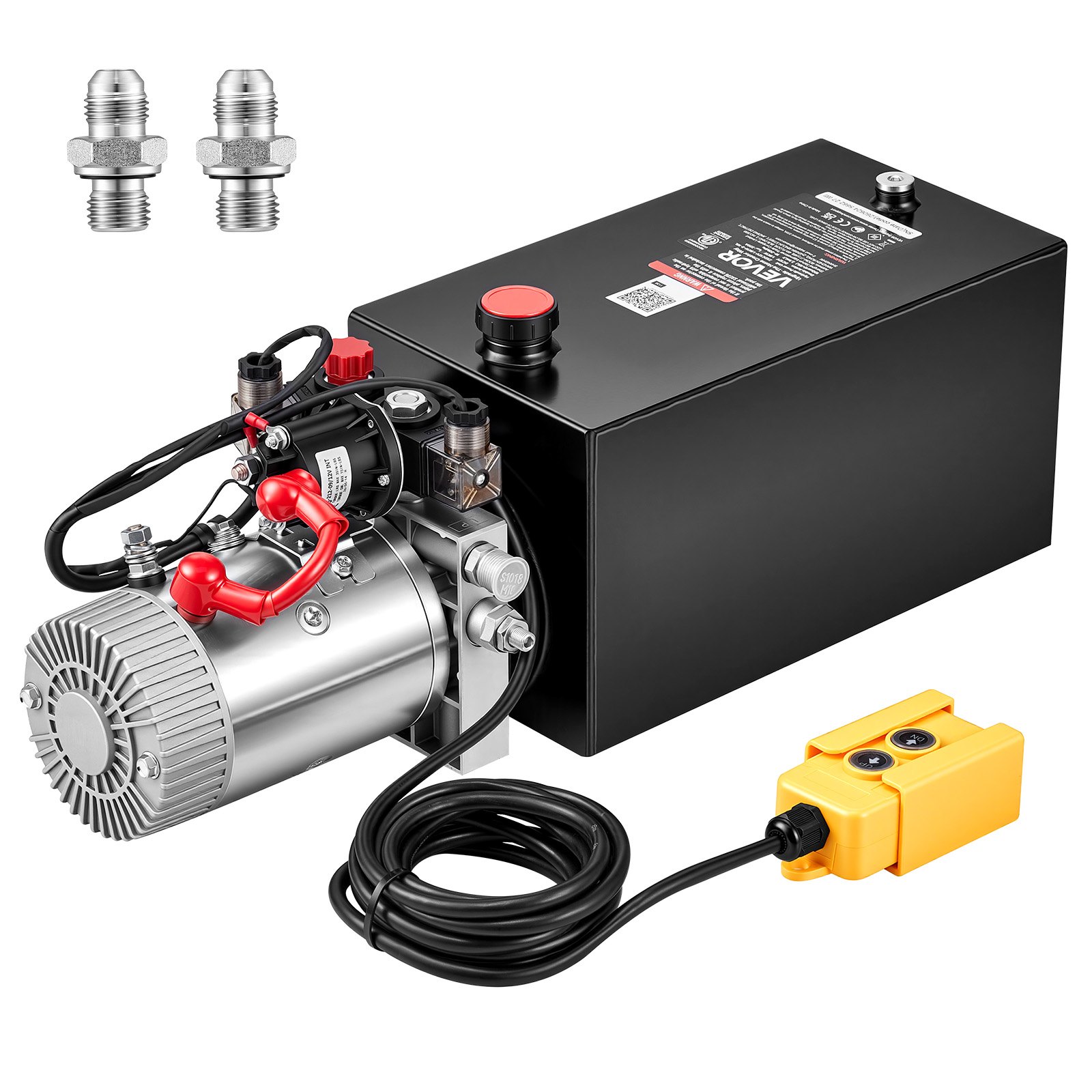 VEVOR 10L Hydraulic Pump, Double Acting Hydraulic Trailer Pump, 22Mpa Max Relief Pressure, 3.4L/Min Flow Rate, DC12V 1.6KW Power Unit for Dump Trailer Car Lifting (Horizontal Installation)