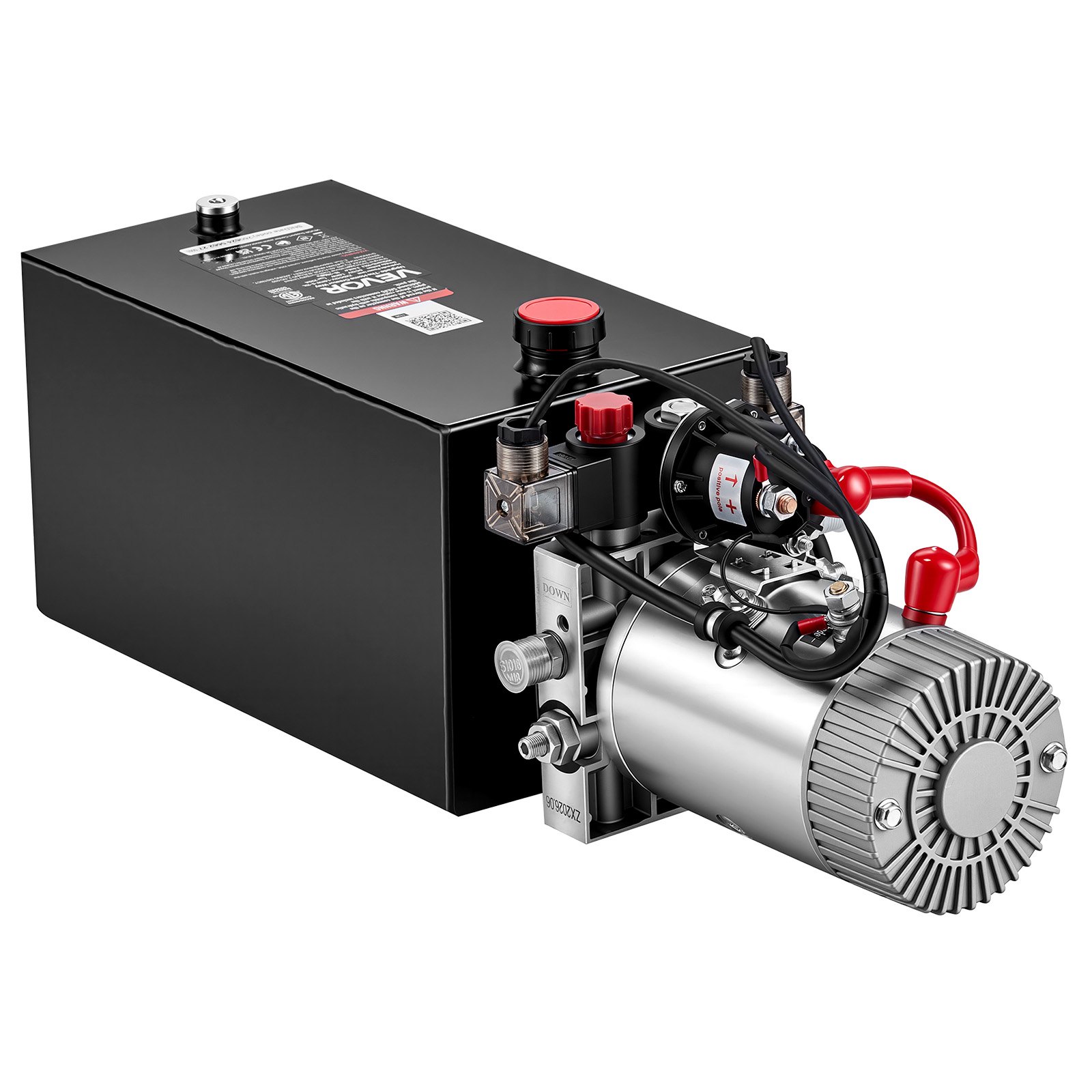 VEVOR 10L Hydraulic Pump, Double Acting Hydraulic Trailer Pump, 22Mpa Max Relief Pressure, 3.4L/Min Flow Rate, DC12V 1.6KW Power Unit for Dump Trailer Car Lifting (Horizontal Installation)