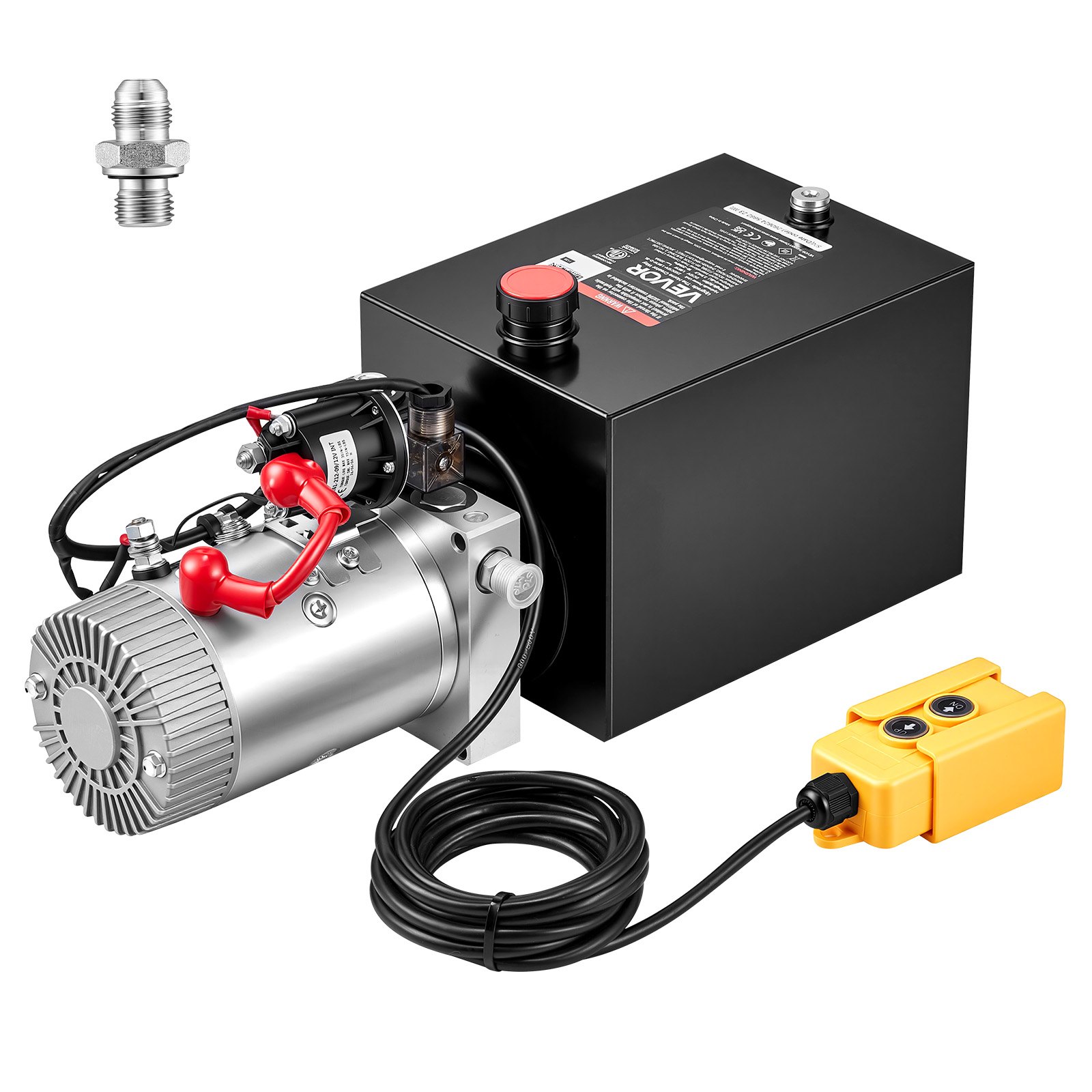 VEVOR 8L Hydraulic Pump, Single Acting Hydraulic Power Unit, 22Mpa Max Relief Pressure, 3.4L/Min Flow Rate, DC12V 1.6KW Hydraulic Power Unit for Dump Trailer Car Lifting (Horizontal Installation)