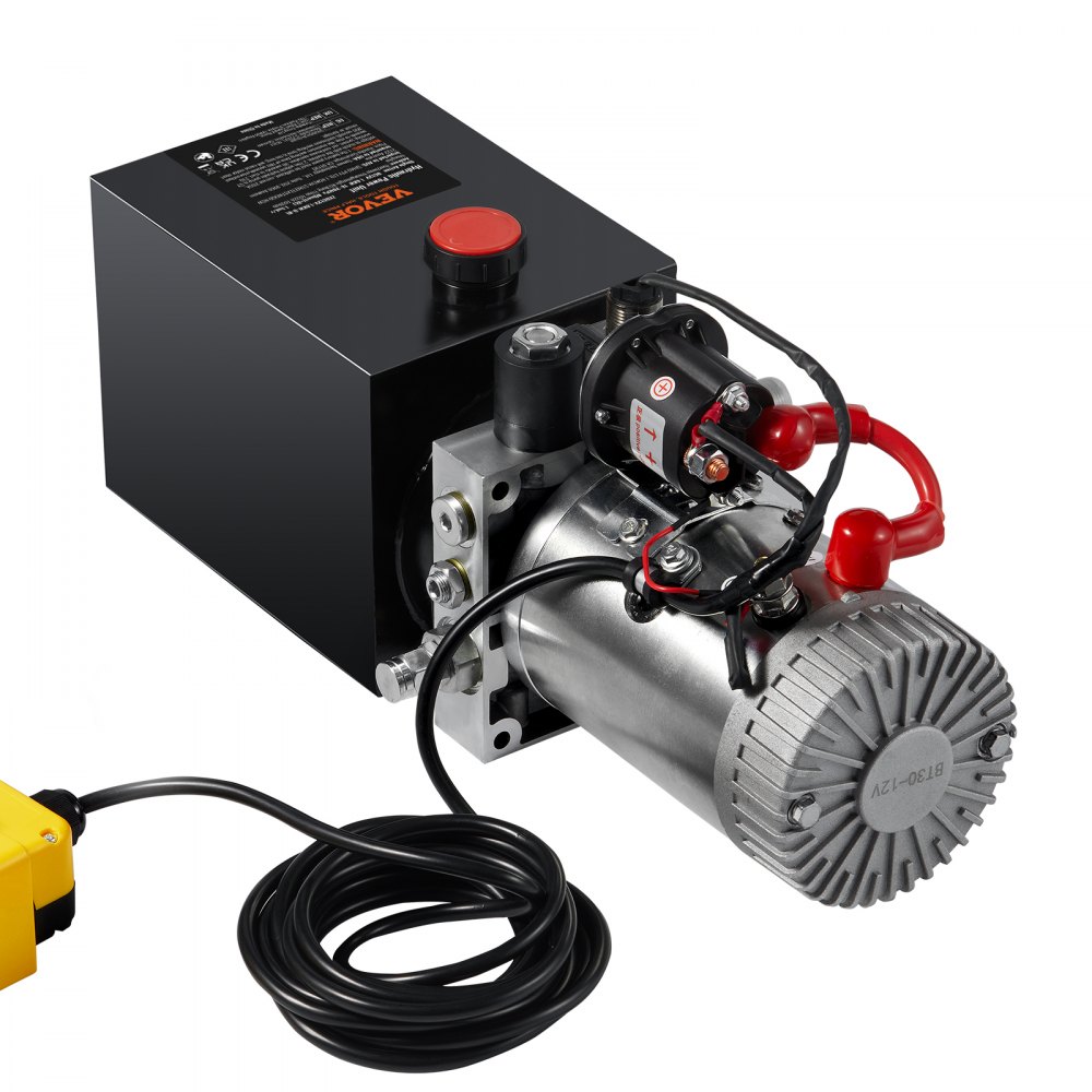 VEVOR Hydraulic Pump 8 Quart/7.6 L Single Acting Dump Trailer Pump Power Unit DC 12V
