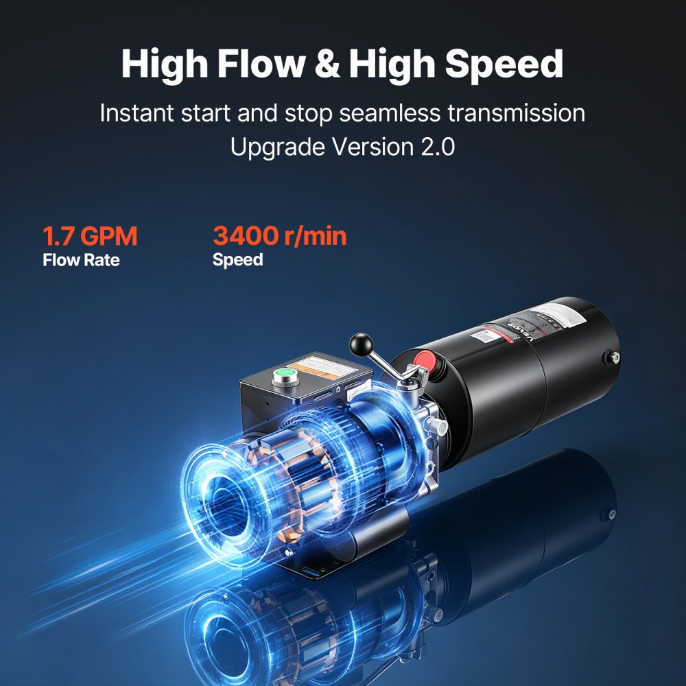 VEVOR 10L Hydraulic Pump, 2.2KW Hydraulic Motor Dump Trailer Pump Single Acting, 22Mpa Max Relief Pressure, 6.3L/Min Flow Rate, AC220-240V Hydraulic Power Unit Car Lift (Vertical Installation)