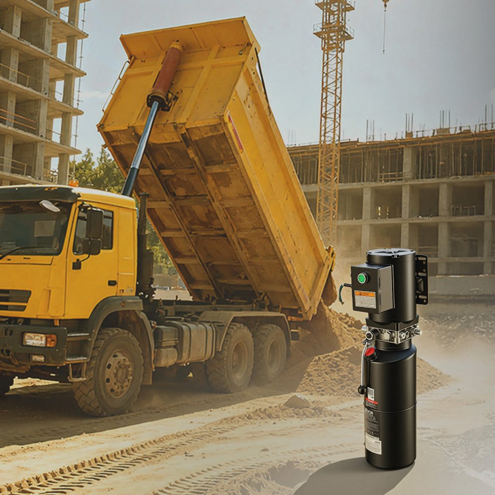 VEVOR 10L Hydraulic Pump, 2.2KW Hydraulic Motor Dump Trailer Pump Single Acting, 22Mpa Max Relief Pressure, 6.3L/Min Flow Rate, AC220-240V Hydraulic Power Unit Car Lift (Vertical Installation)