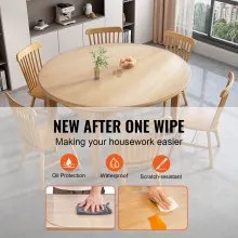 VEVOR Clear Table Cover Protector, 48 inch/1230 mm Round Table Cover, 1.5 mm Thick PVC Plastic Tablecloth, Waterproof Desktop Protector for Writing Desk, Coffee Table, Dining Room Table