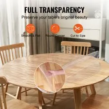 VEVOR Clear Table Cover Protector, 48 inch/1230 mm Round Table Cover, 1.5 mm Thick PVC Plastic Tablecloth, Waterproof Desktop Protector for Writing Desk, Coffee Table, Dining Room Table