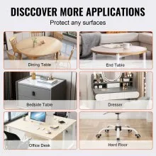VEVOR Clear Table Cover Protector, 48 inch/1230 mm Round Table Cover, 1.5 mm Thick PVC Plastic Tablecloth, Waterproof Desktop Protector for Writing Desk, Coffee Table, Dining Room Table