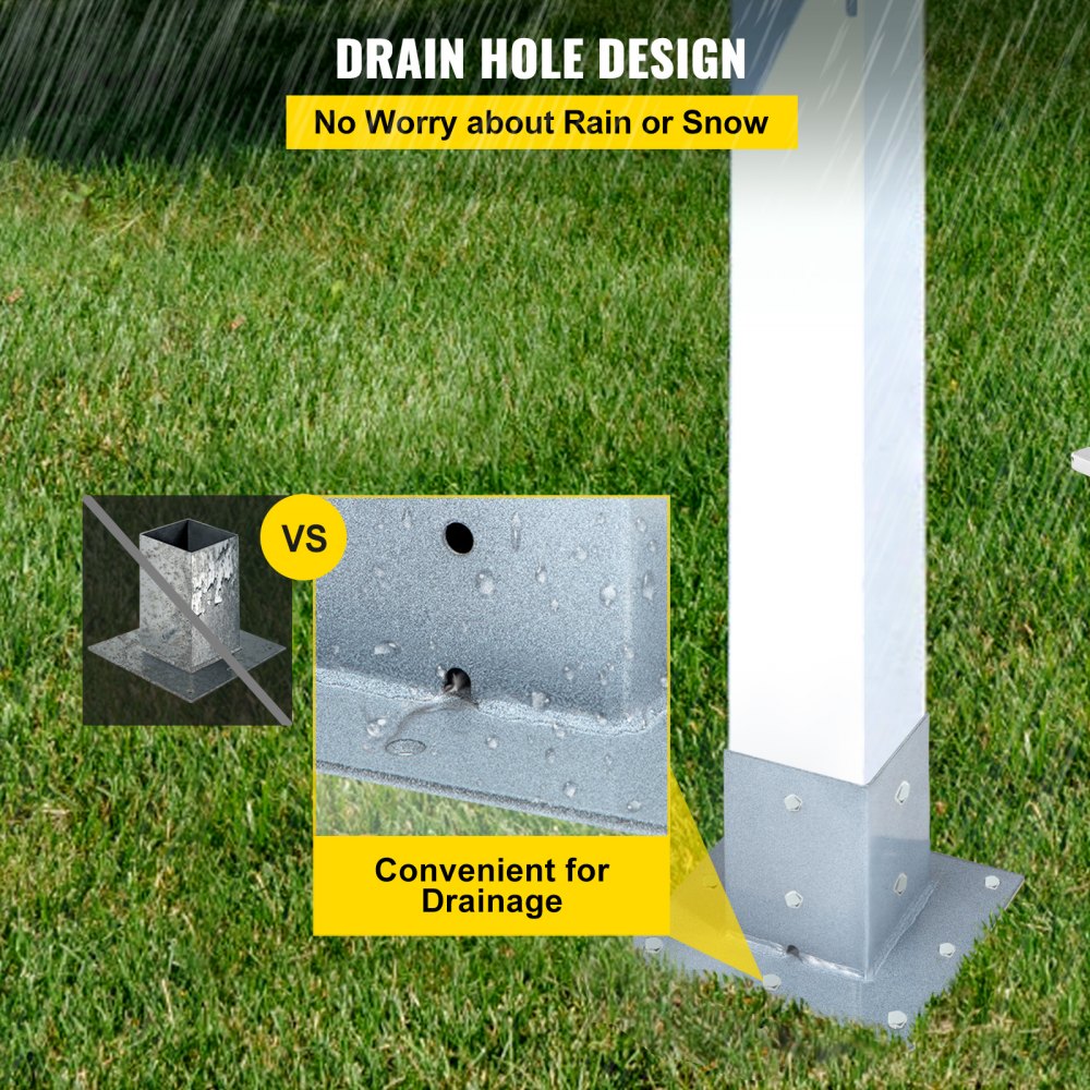 VEVOR Post Base, 4"x4" Mailbox Base Plate, Granite Powder-Coated Fence Post Anchor, Q235 Steel Deck Post Base, Surface Mount Base Plate for Mailbox Post Deck Supports Porch Railing Post Holders