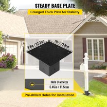 VEVOR Post Base, 4"x4" Mailbox Base Plate, Black Powder-Coated Fence Post Anchor, Q235 Steel Deck Post Base, Surface Mount Base Plate for Mailbox Post Deck Supports Porch Railing Post Holders