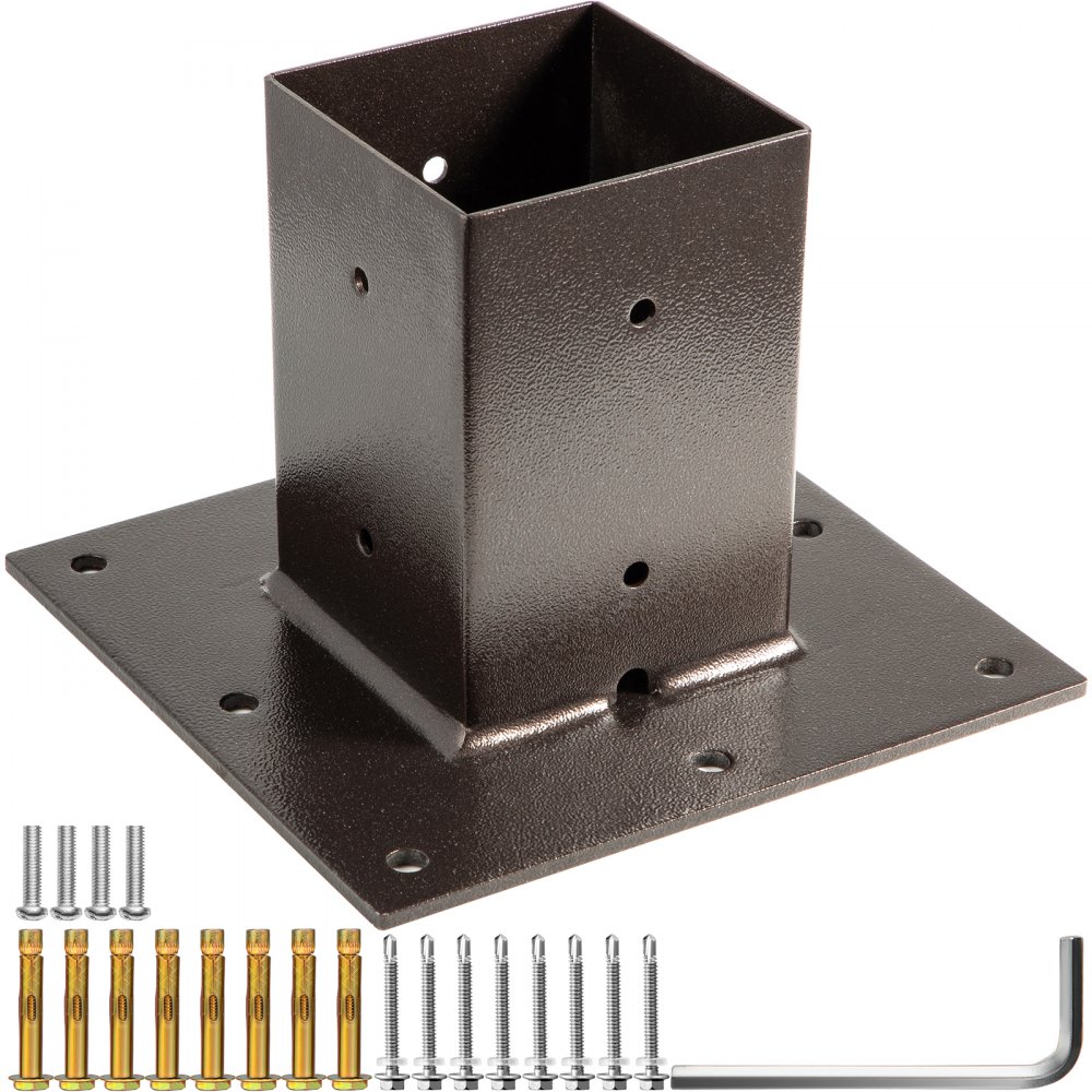 Vevor Post Base plaque de base pour boîte aux lettres 4x4 "support en surface en acier enduit de poudre bronze