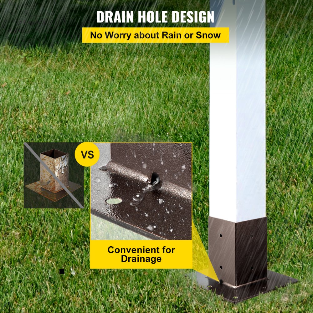 VEVOR Post Base, 4"x4" Mailbox Base Plate, Bronze Powder-Coated Fence Post Anchor, Q235 Steel Deck Post Base, Surface Mount Base Plate for Mailbox Post Deck Supports Porch Railing Post Holders