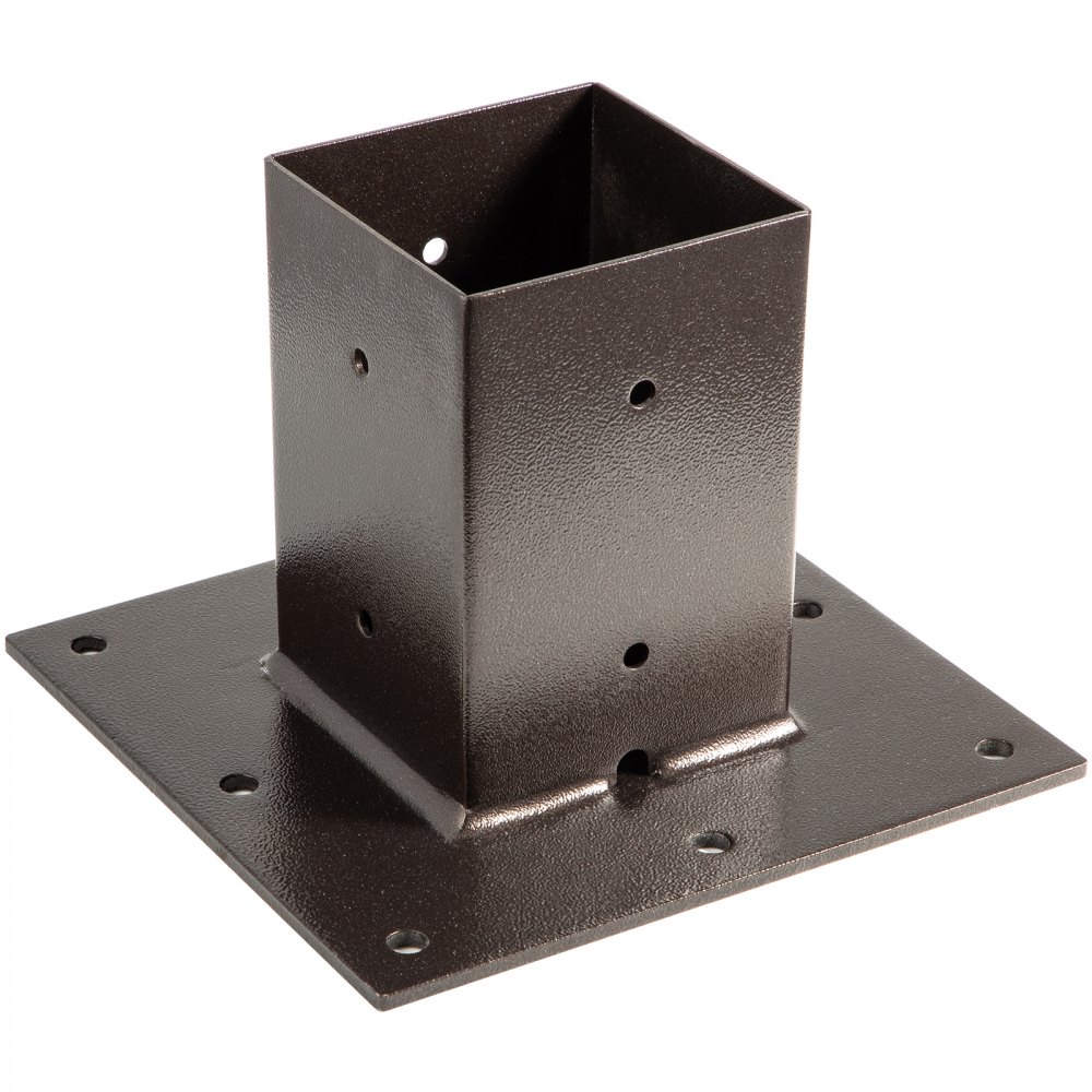 VEVOR Post Base, 4"x4" Mailbox Base Plate, Bronze Powder-Coated Fence Post Anchor, Q235 Steel Deck Post Base, Surface Mount Base Plate for Mailbox Post Deck Supports Porch Railing Post Holders