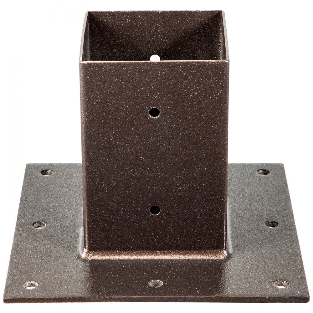 VEVOR Post Base, 4"x4" Mailbox Base Plate, Bronze Powder-Coated Fence Post Anchor, Q235 Steel Deck Post Base, Surface Mount Base Plate for Mailbox Post Deck Supports Porch Railing Post Holders