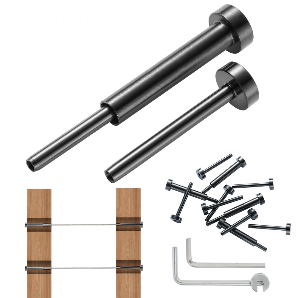 Kit de corrimão de cabo invisível VEVOR, pacote com 40 unidades, receptor invisível de aço inoxidável T316 de 3,2 mm e extremidade de pino de fixação para corrimão de cabo, tensor de fixação de 3,2 mm para poste de madeira/metal, ferragens para corrimão de cabo, preto