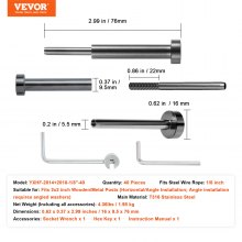 VEVOR 40 Pack Invisible Cable Railing kit, T316 Stainless Steel 1/8" Invisible Receiver and Swage Stud End for Cable Railing, Swage Tensioner 1/8" for Wood/Metal Post, Cable Railing Hardware, Black