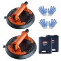 VEVOR Glass Suction Cup, 203 mm 2 Pack 278 kg Capacity, Vacuum Suction Cup with Steel Handle & Carry Box, Heavy Duty Industrial Suction Cup Lifter Tool for Glass, Granite, Tile, Metal, Wood Lifting