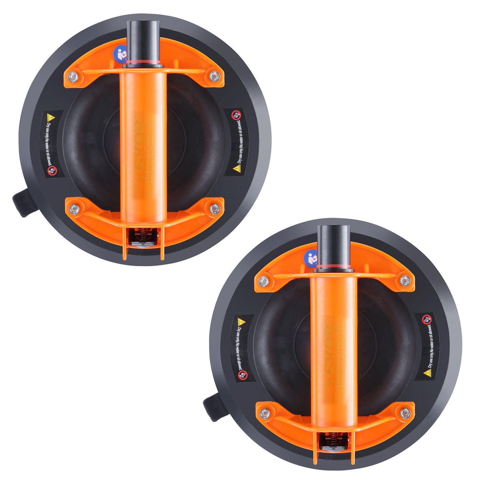 VEVOR Glass Suction Cup, 20.3 cm 2 Pack 279 kg Load Capacity, Vacuum Suction Cup with Steel Handle & Carry Box, Heavy Duty Industrial Suction Cup Lifter Tool for Glass, Granite, Tile, Metal, Wood Lifting