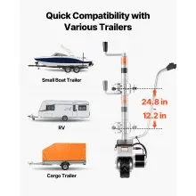 VEVOR Electric Trailer Dolly, 5500 lbs Towing Capacity, 380W 12V Motorized Jockey Wheel with 23 ft/min Moving Speed, 12.2-24.8 in Adjustable Clamp Height & 8 in Rubber Tire, For Moving Caravan Boat