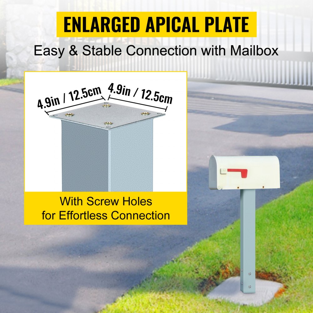 VEVOR Mailbox Post, 27" High Mailbox Stand, Granite Powder-Coated Mail Box Post Kit, Q235 Steel Post Stand Surface Mount Post for Sidewalk and Street Curbside, Universal Mail Post for Outdoor Mailbox