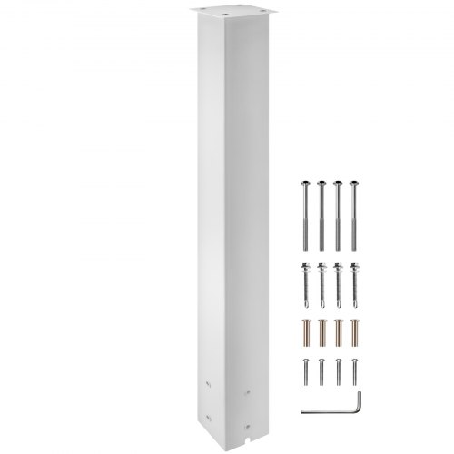 VEVOR Mailbox Post, 43\" High Mailbox Stand, White Powder-Coated Mail Box Post Kit, Q235 Steel Post Stand Surface Mount Post for Sidewalk and Street Curbside, Universal Mail Post for Outdoor Mailbox