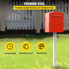 VEVOR Mailbox Post, 43\" High Mailbox Stand, White Powder-Coated Mail Box Post Kit, Q235 Steel Post Stand Surface Mount Post for Sidewalk and Street Curbside, Universal Mail Post for Outdoor Mailbox