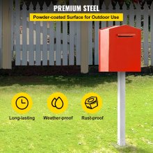 VEVOR Mailbox Post Stand Mail Box Post 43" White Powder-Coated Steel for Outdoor