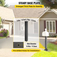 VEVOR Mailbox Post, 43\" High Mailbox Stand, Black Powder-Coated Mail Box Post Kit, Q235 Steel Post Stand Surface Mount Post for Sidewalk and Street Curbside, Universal Mail Post for Outdoor Mailbox
